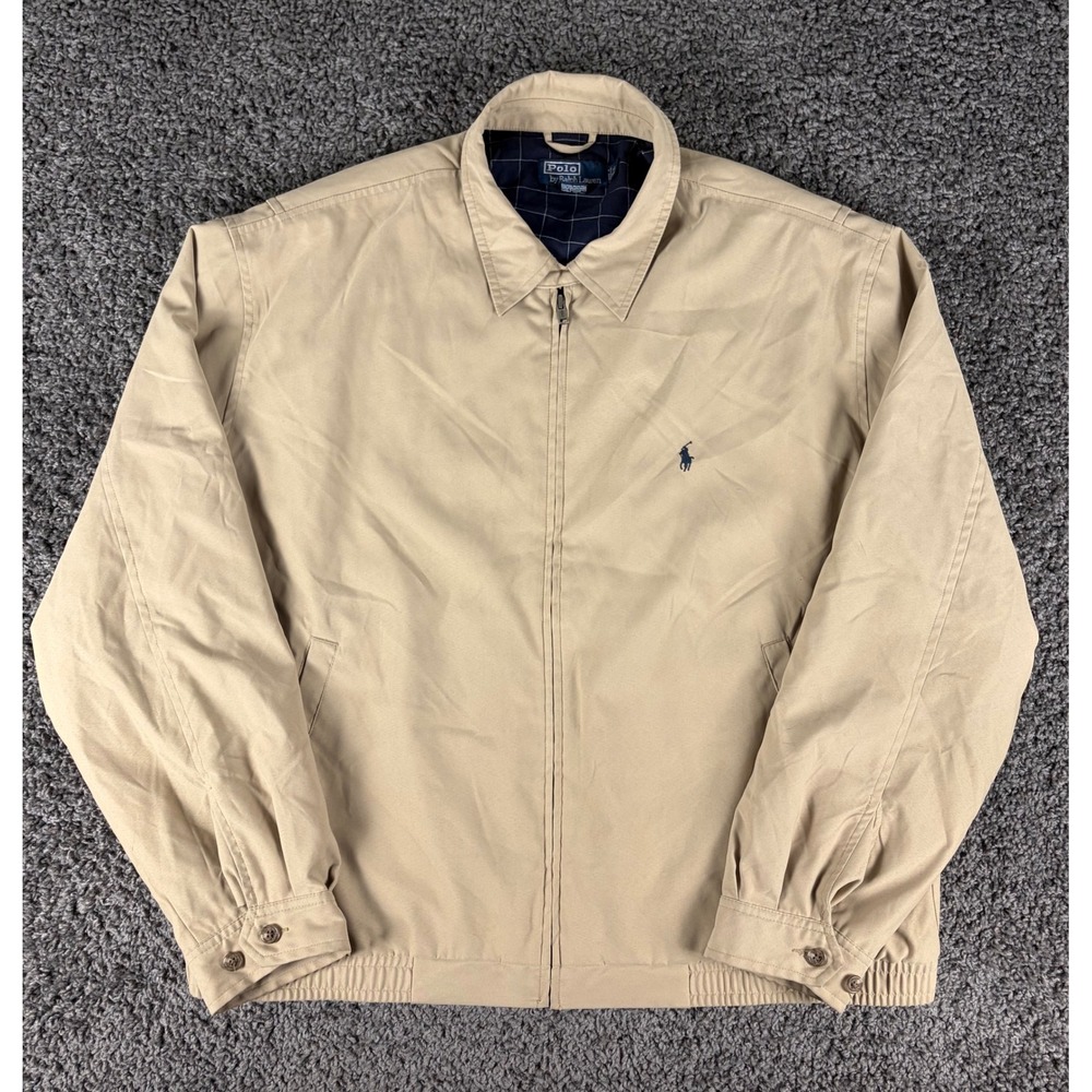 Polo Ralph Lauren Mens 1X Big Bi-Swing Windbreaker Jacket Tan Beige Harrington